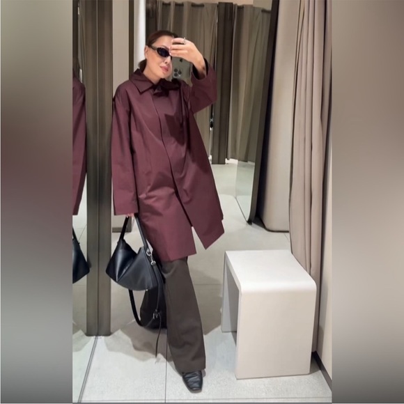 Zara Burgundy trench Coat